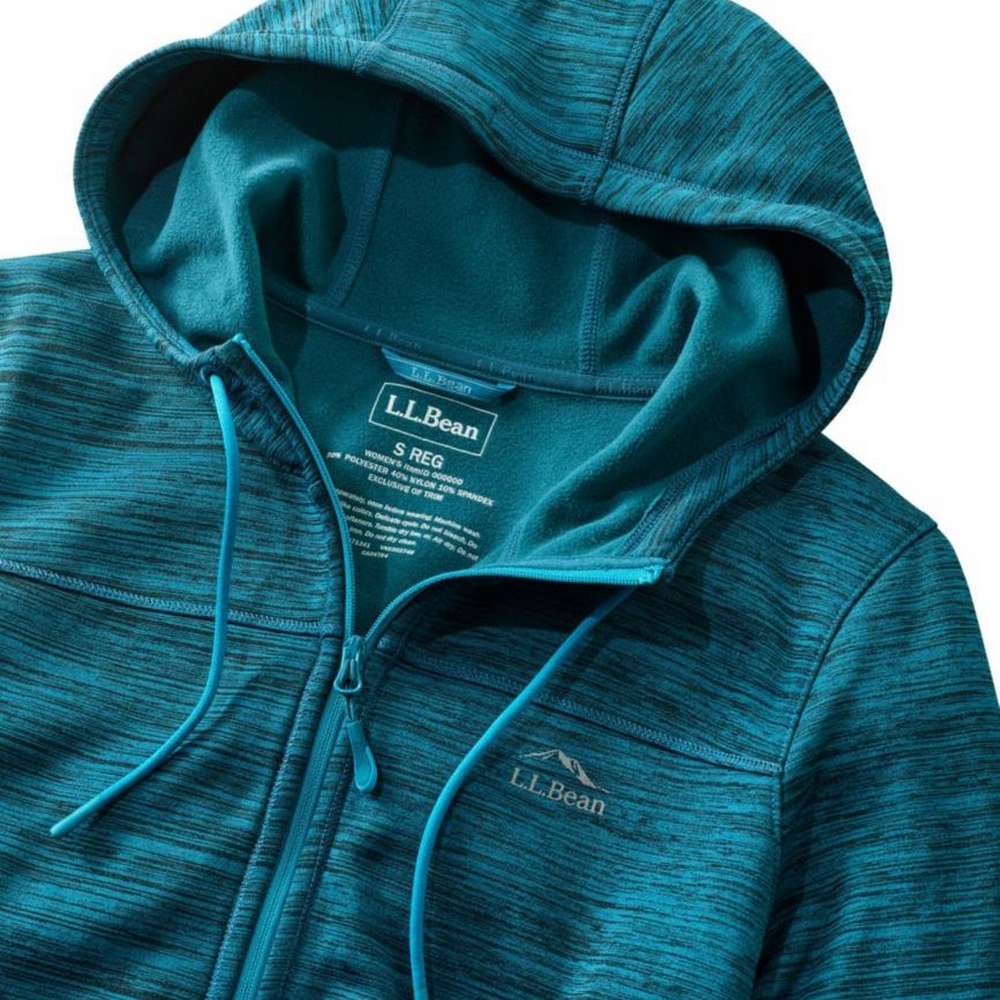 Women's Primaloft ThermaStretch Fleece, Full-Zip Hoodie, Alloy Gray Strie, large