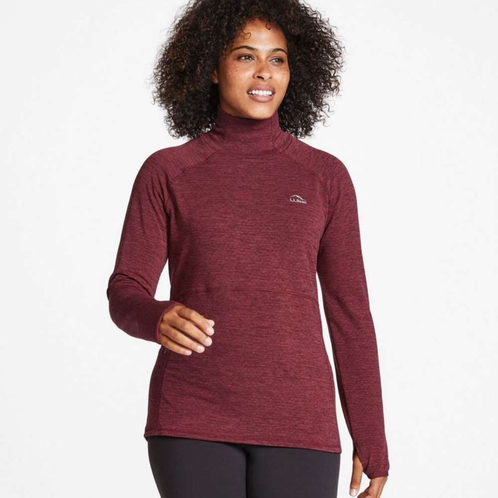 Women's Adventure Grid Fleece Turtleneck, Black Heather, large