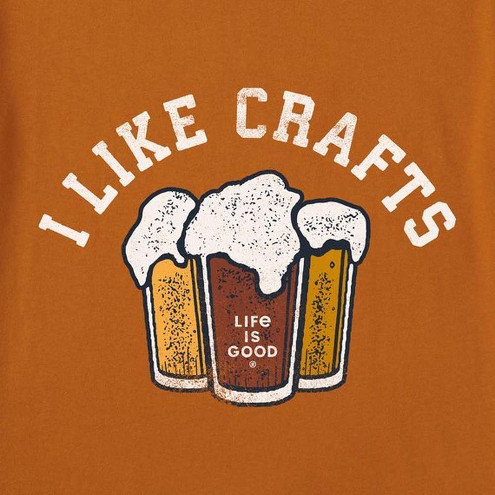 Men's I like Crafts Long Sleeve Crusher Tee, Coffee Brown, large