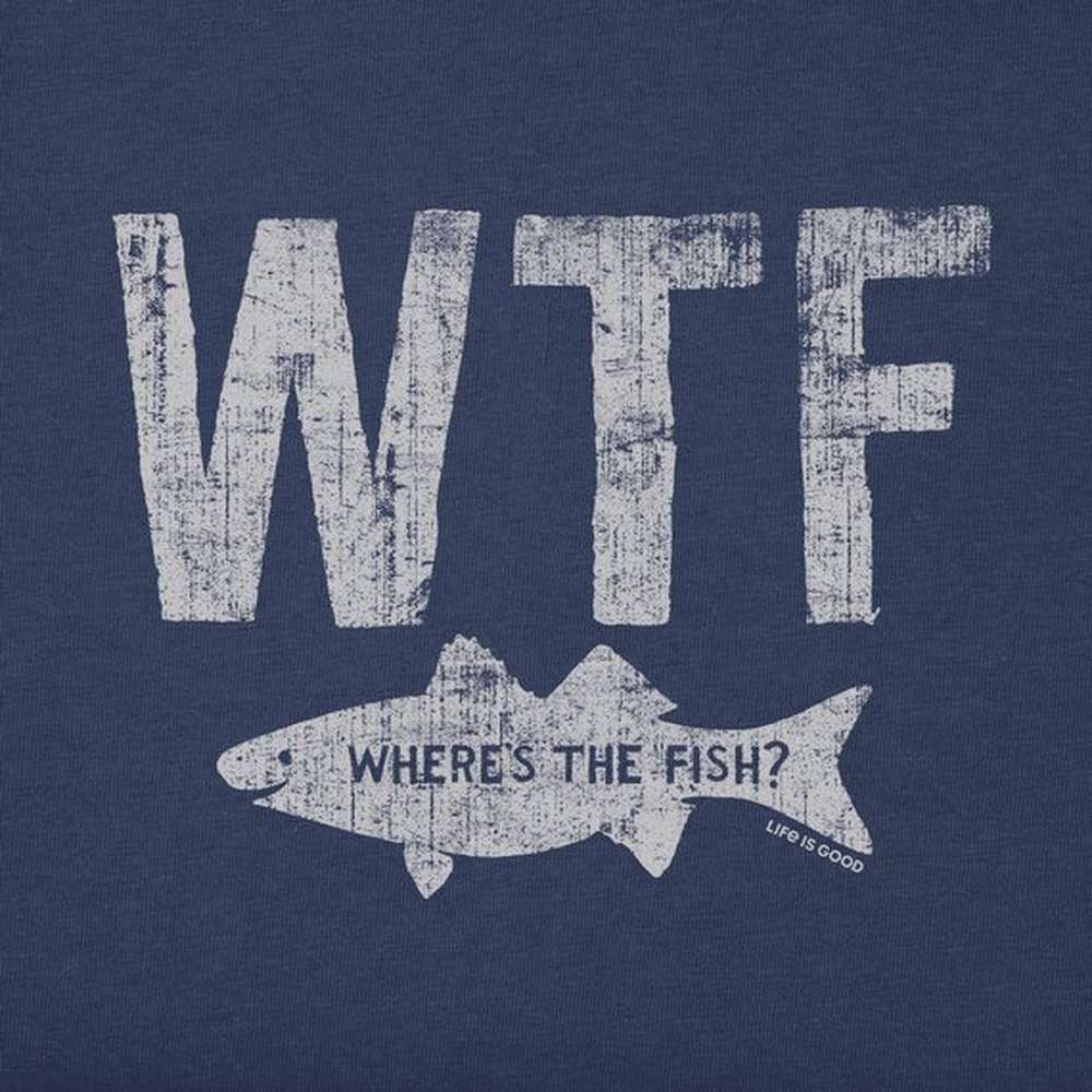 Men's WTF Long Sleeve Crusher Tee, Darkest Blue, large