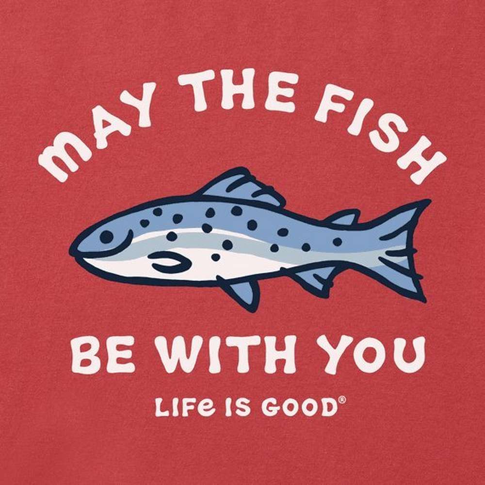 Men's May The Fish Be With You Short Sleeve Tee, Faded Red, large