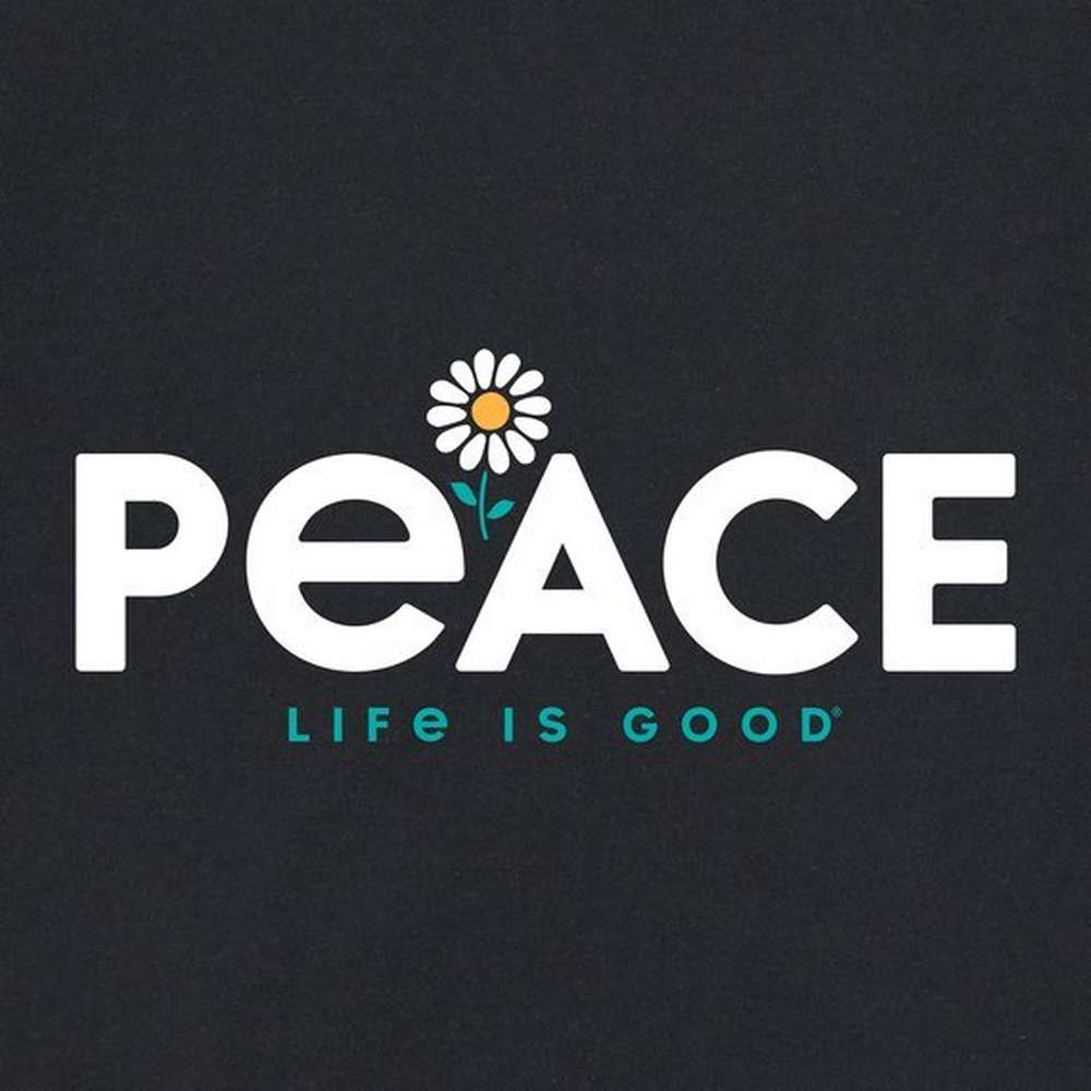Women's Peace Daisies Long Sleeve Crusher Tee, Jet Black, large