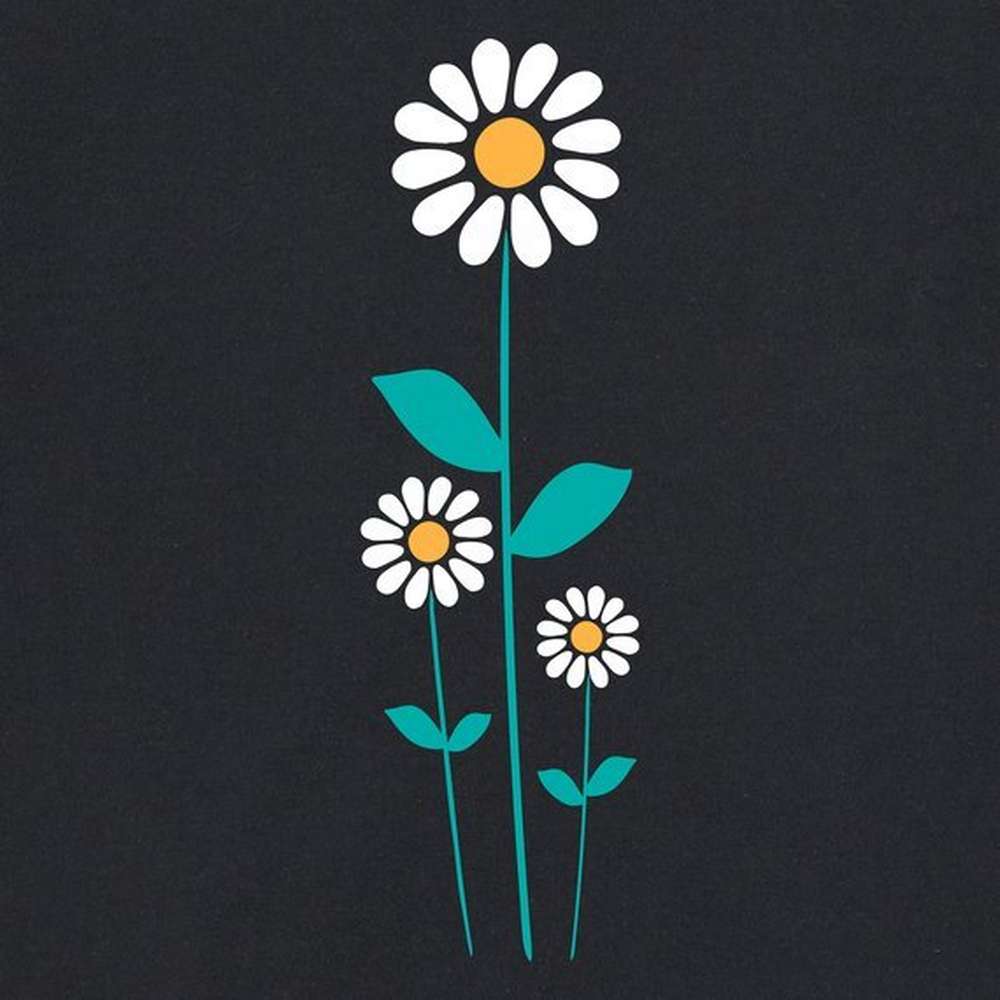 Women's Peace Daisies Long Sleeve Crusher Tee, Jet Black, large