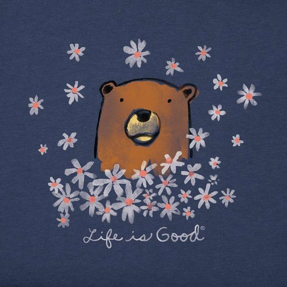 Women's Wildflower Bear Short Sleeve Tee, Darkest Blue, large