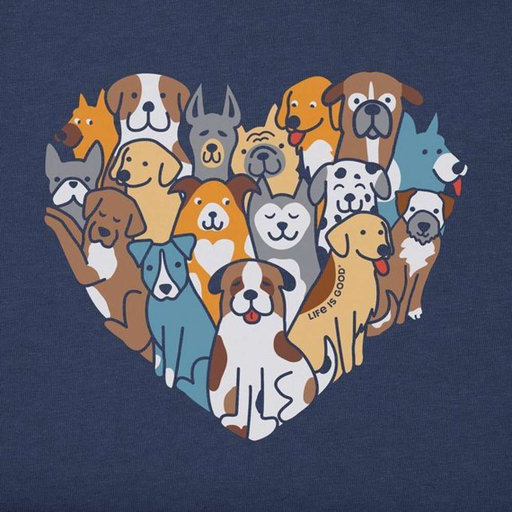 Women's Heart of Dogs Short Sleeve Vee, Darkest Blue, large