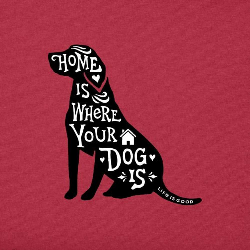 Women's Home is Where Your Dog is Short Sleeve Vee, Americana Red, large