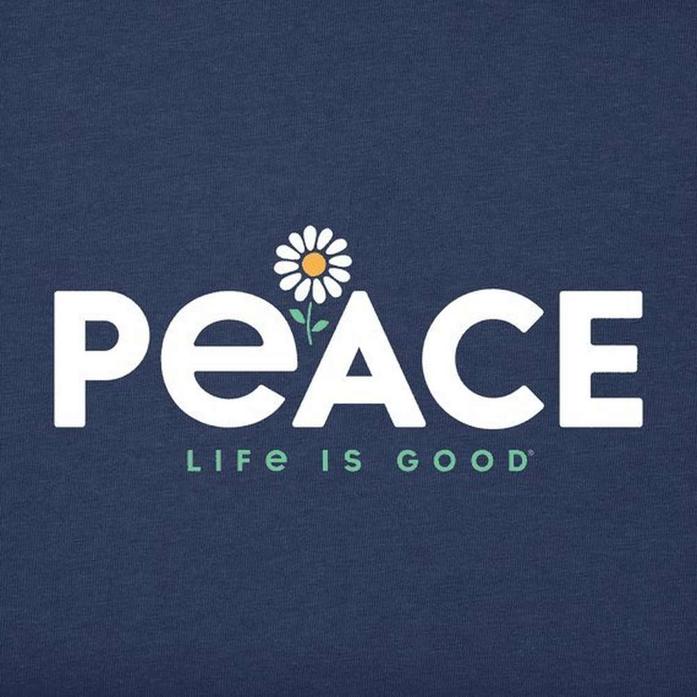 Women's Peace Daisies Long Sleeve Crusher Tee, Darkest Blue, large