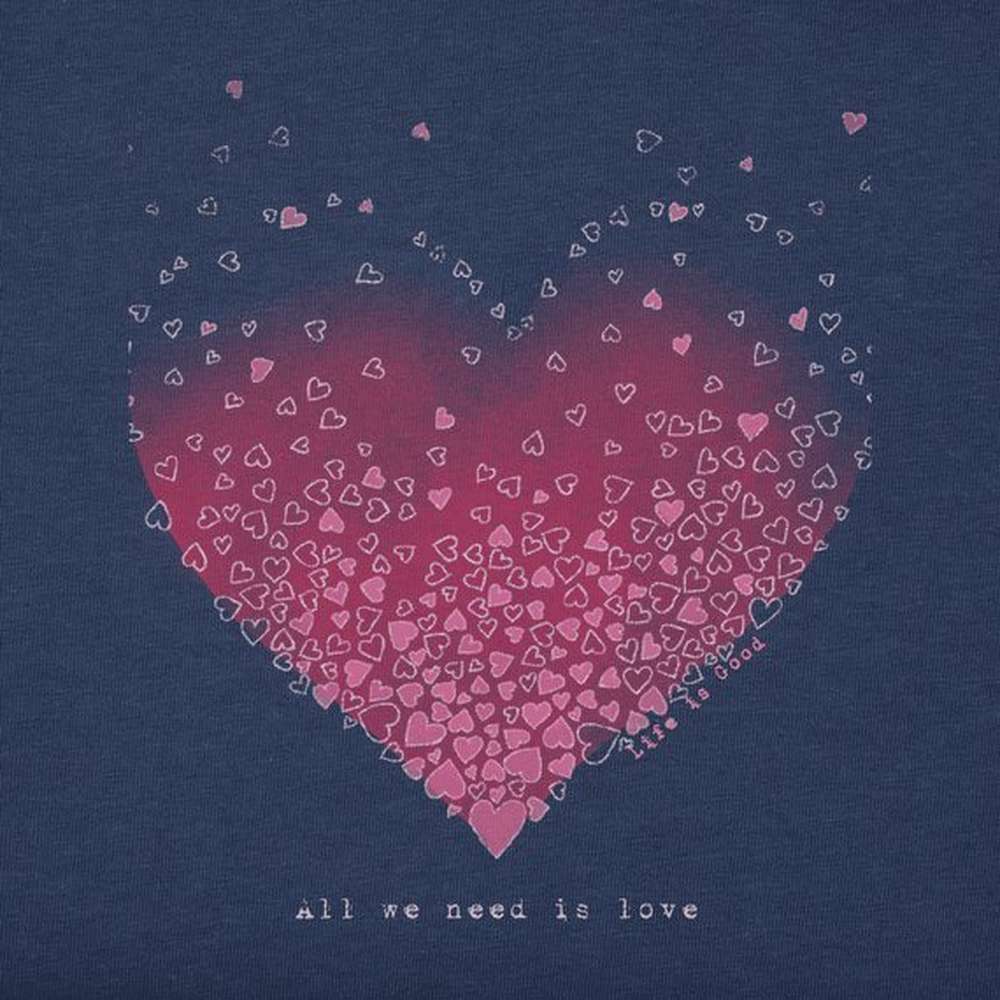 Women's Scattered Hearts Crusher Tee, Darkest Blue, large