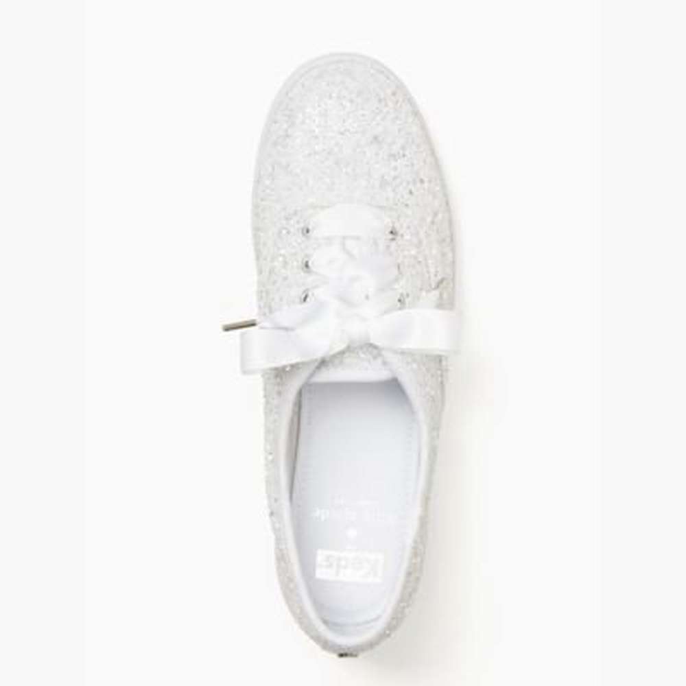 keds x kate spade new york champion glitter sneakers, bridal white glitter, large