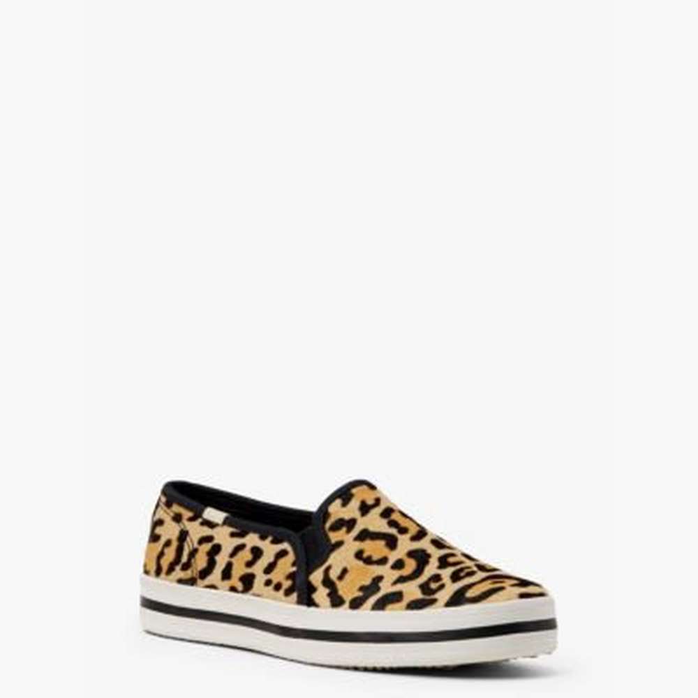 keds x kate spade new york double decker leopard-print sneakers, leopard print, large