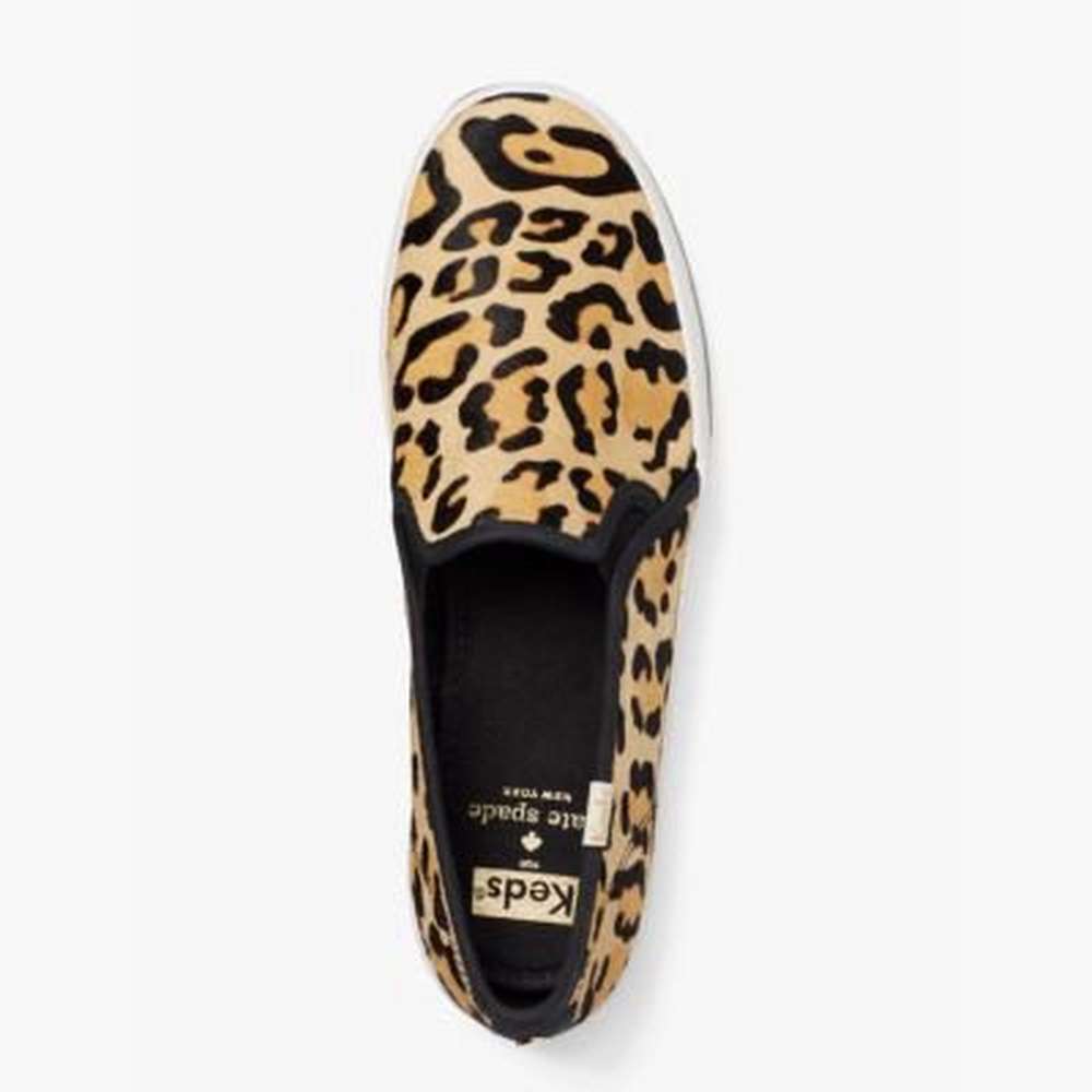 keds x kate spade new york double decker leopard-print sneakers, leopard print, large