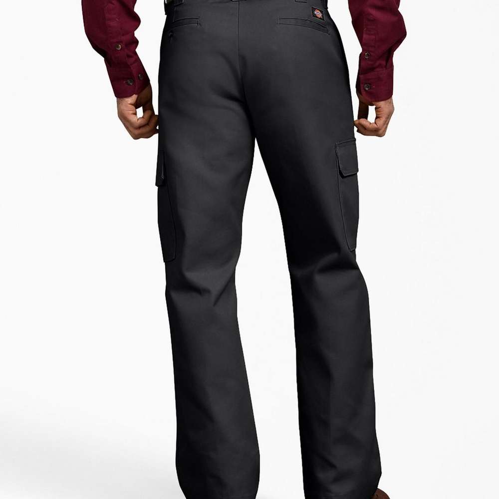 Relaxed Fit Straight Leg Cargo Work Pants, Black, Black (BK), large