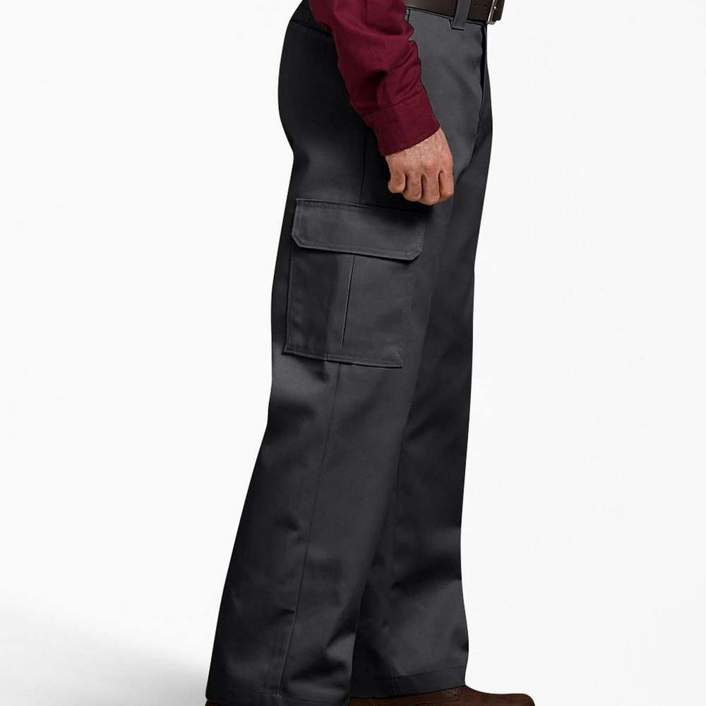 Relaxed Fit Straight Leg Cargo Work Pants, Black, Black (BK), large