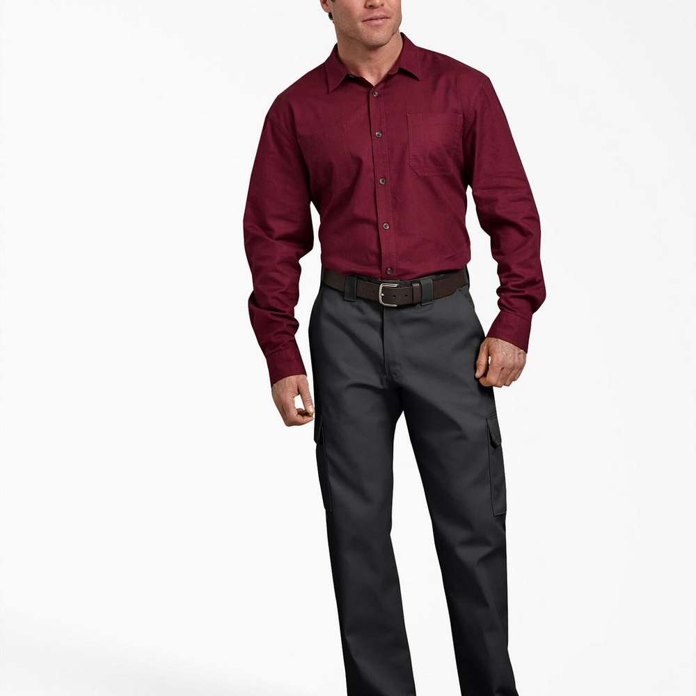 Relaxed Fit Straight Leg Cargo Work Pants, Black, Black (BK), large