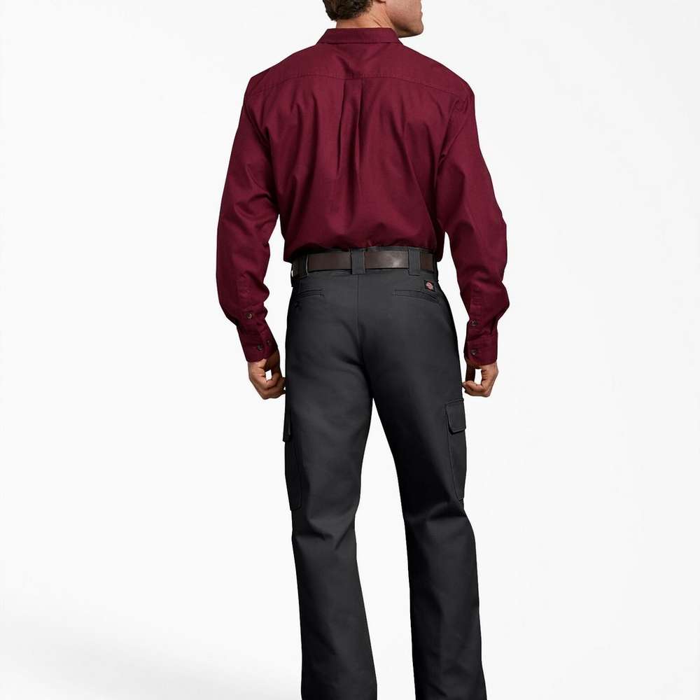 Relaxed Fit Straight Leg Cargo Work Pants, Black, Black (BK), large