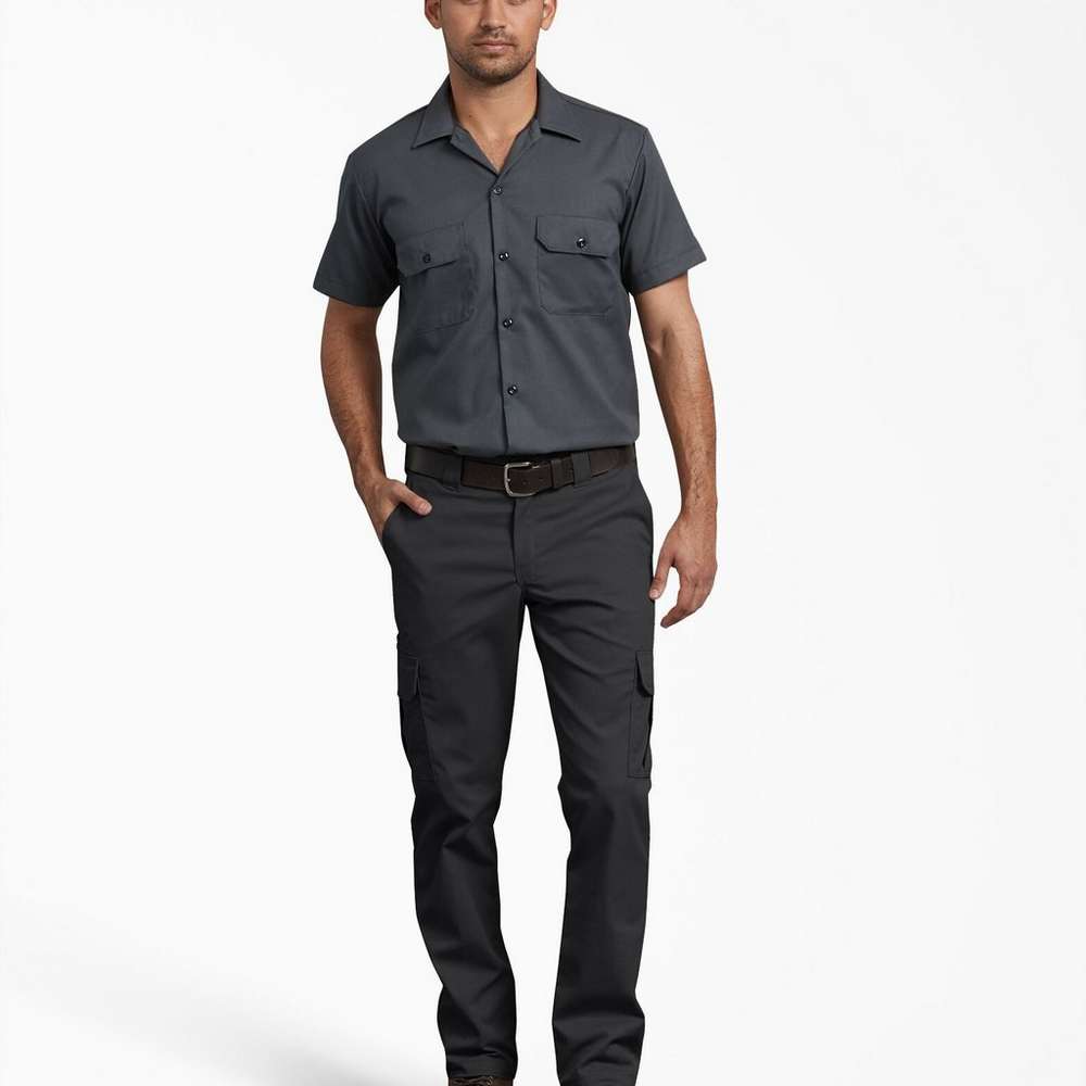 FLEX Slim Fit Straight Leg Cargo Pants, Black, Black (BK), large