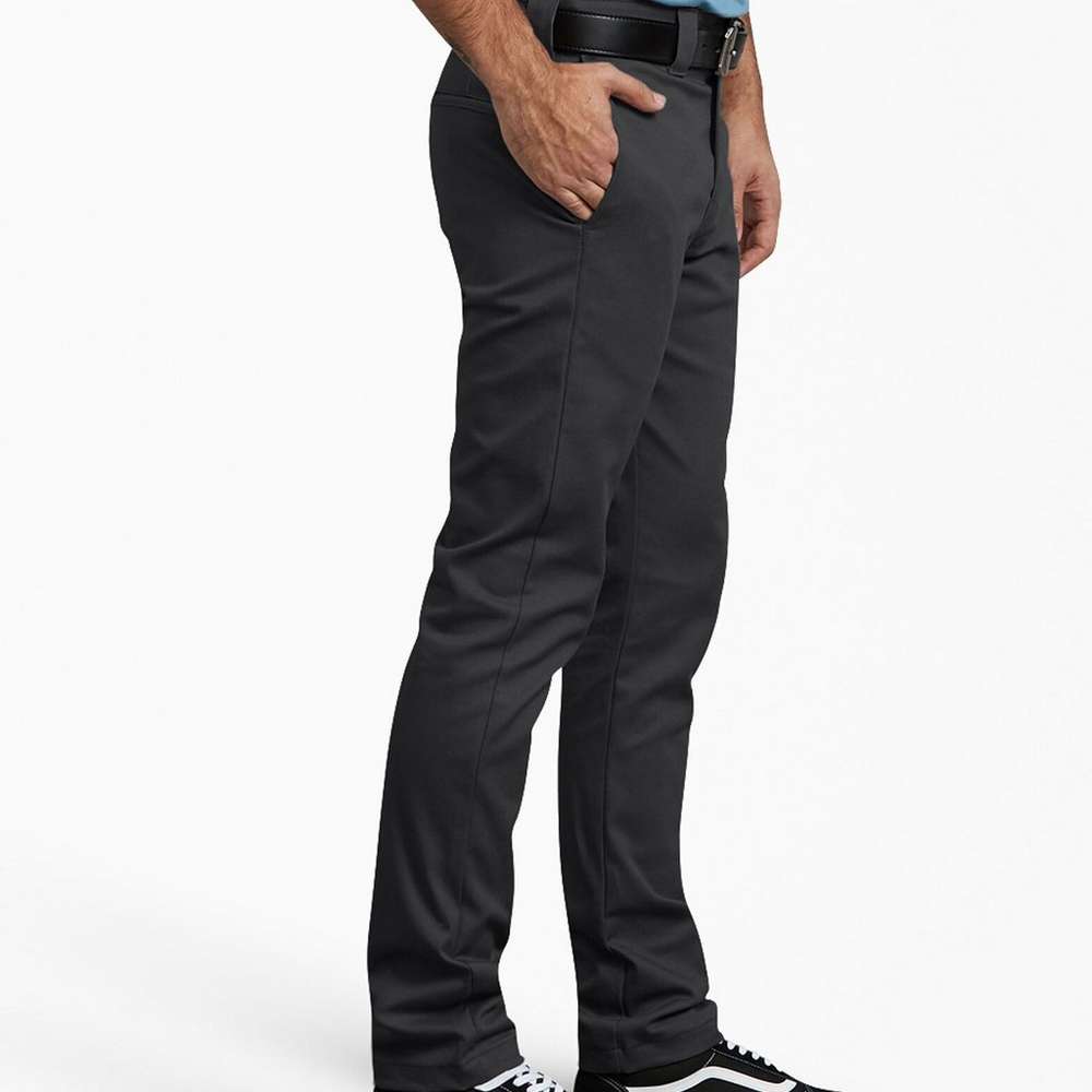 FLEX Slim Fit Skinny Leg Twill Work Pants, Black (BK), large