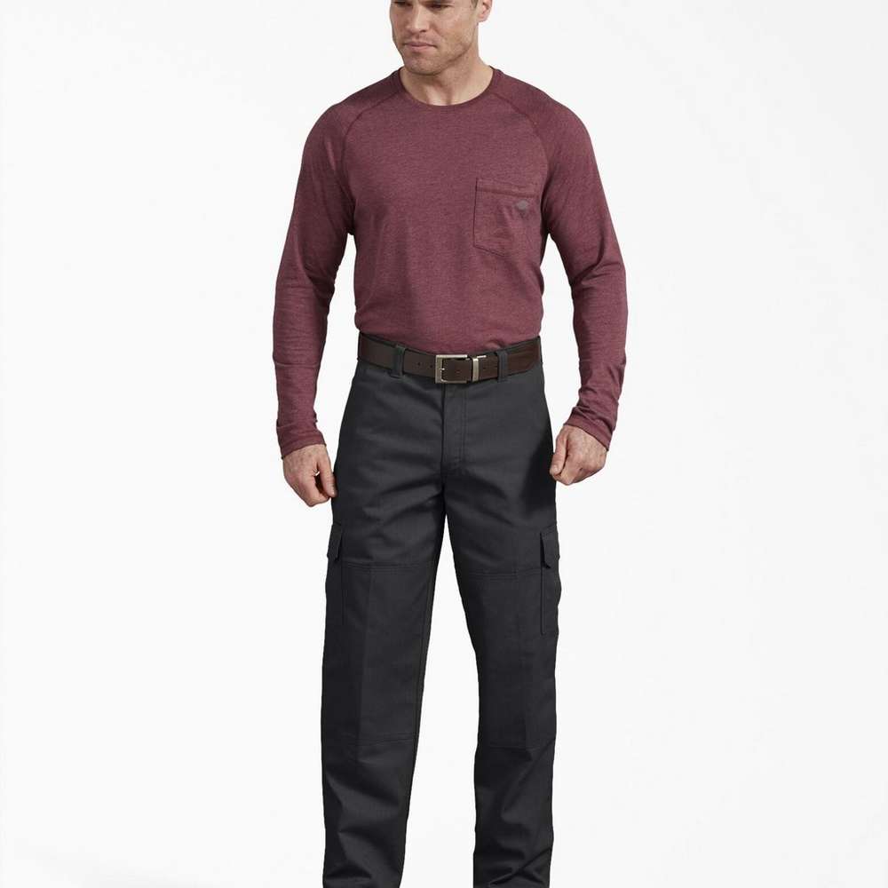 FLEX Active Waist Regular Fit Cargo Work Pants, Black, Black (BK), large