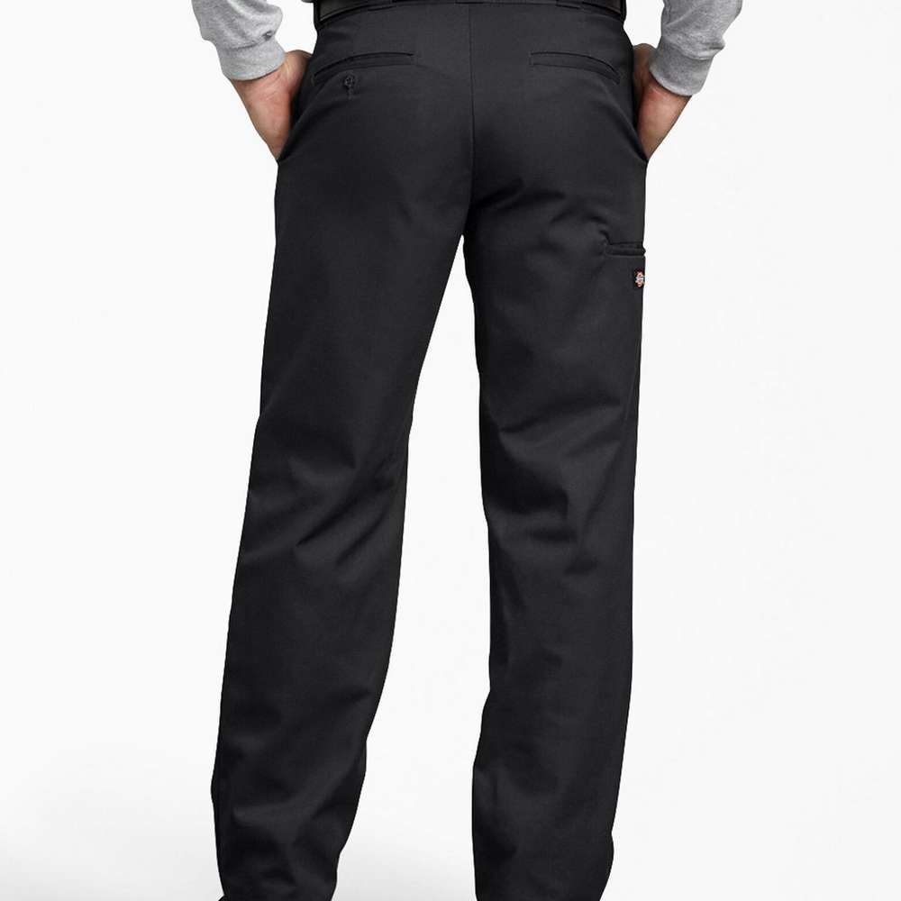 FLEX Regular Fit Straight Leg Double Knee Work Pants, Black, Black (BK), large