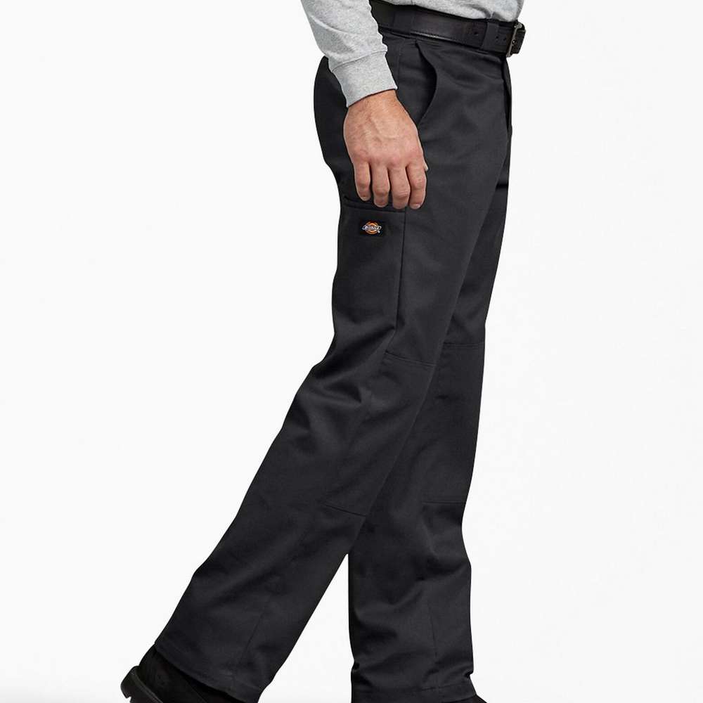 FLEX Regular Fit Straight Leg Double Knee Work Pants, Black, Black (BK), large