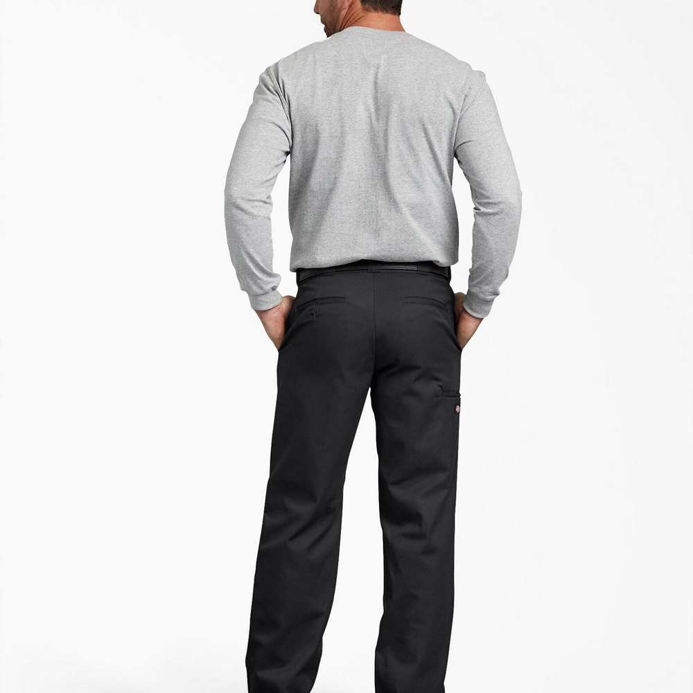 FLEX Regular Fit Straight Leg Double Knee Work Pants, Black, Black (BK), large